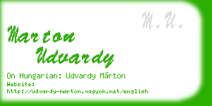 marton udvardy business card